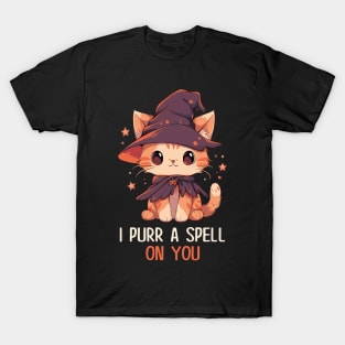 Funny Cat Pun Witch Spell Graphic Men Kids Women Halloween T-Shirt